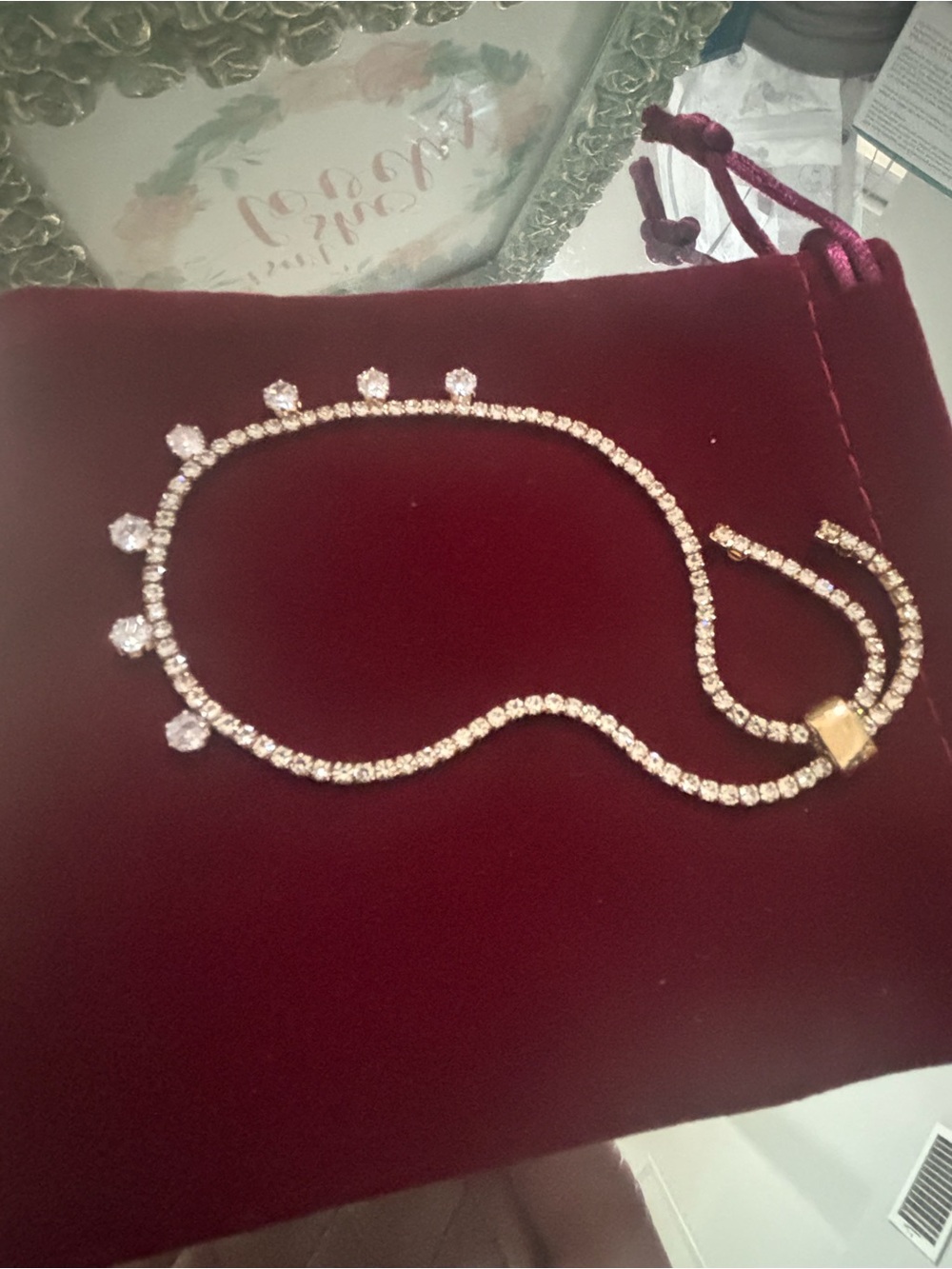 Gold Crystal Tennis Bracelet with Drop Accents
